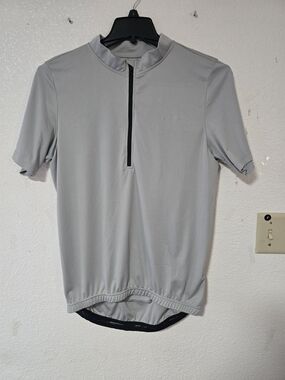 "BIKEWA Men's Cycling Jersey Size Large Gray Short Sleeve Half Zip Bicycle Shirt